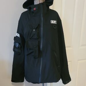 Black Hooded Jacket with Pockets